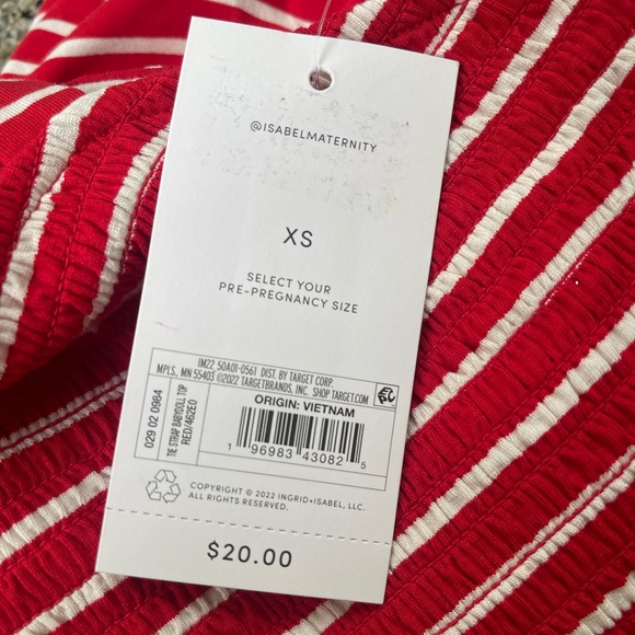 Isabel Maternity NWT babydoll red white stripe tank size Small - Picture 9 of 9